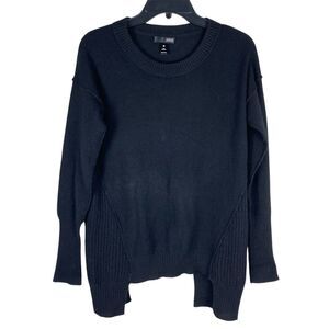Aqua Cashmere Sweater Womens Sz Medium Top Black Asymmetrical Edgy Minimalist